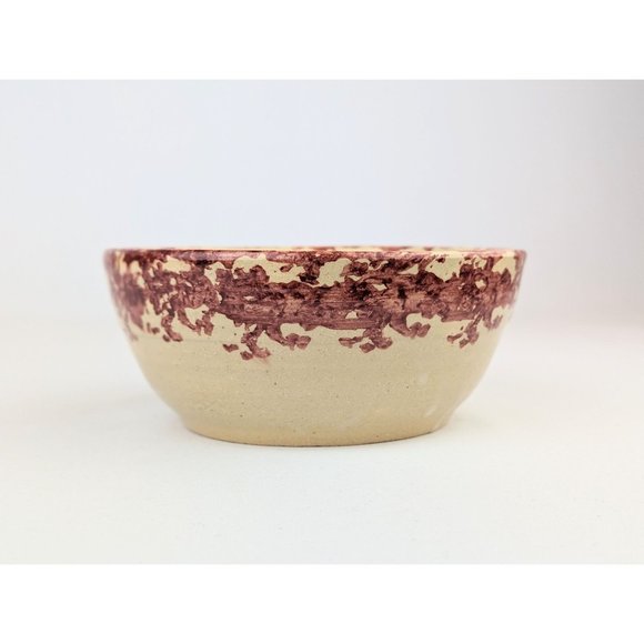 Handmade 6.5" Stoneware Bowl Red Apple Rustic Farmhouse Country Studio Pottery - Picture 7 of 10